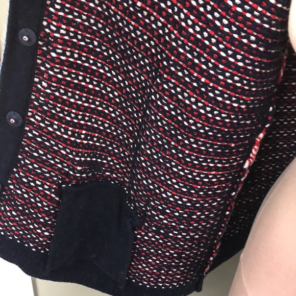 Talbots Knit Sweater 1X Petite Cardigan Red White Blue Cotton - Picture 8 of 10